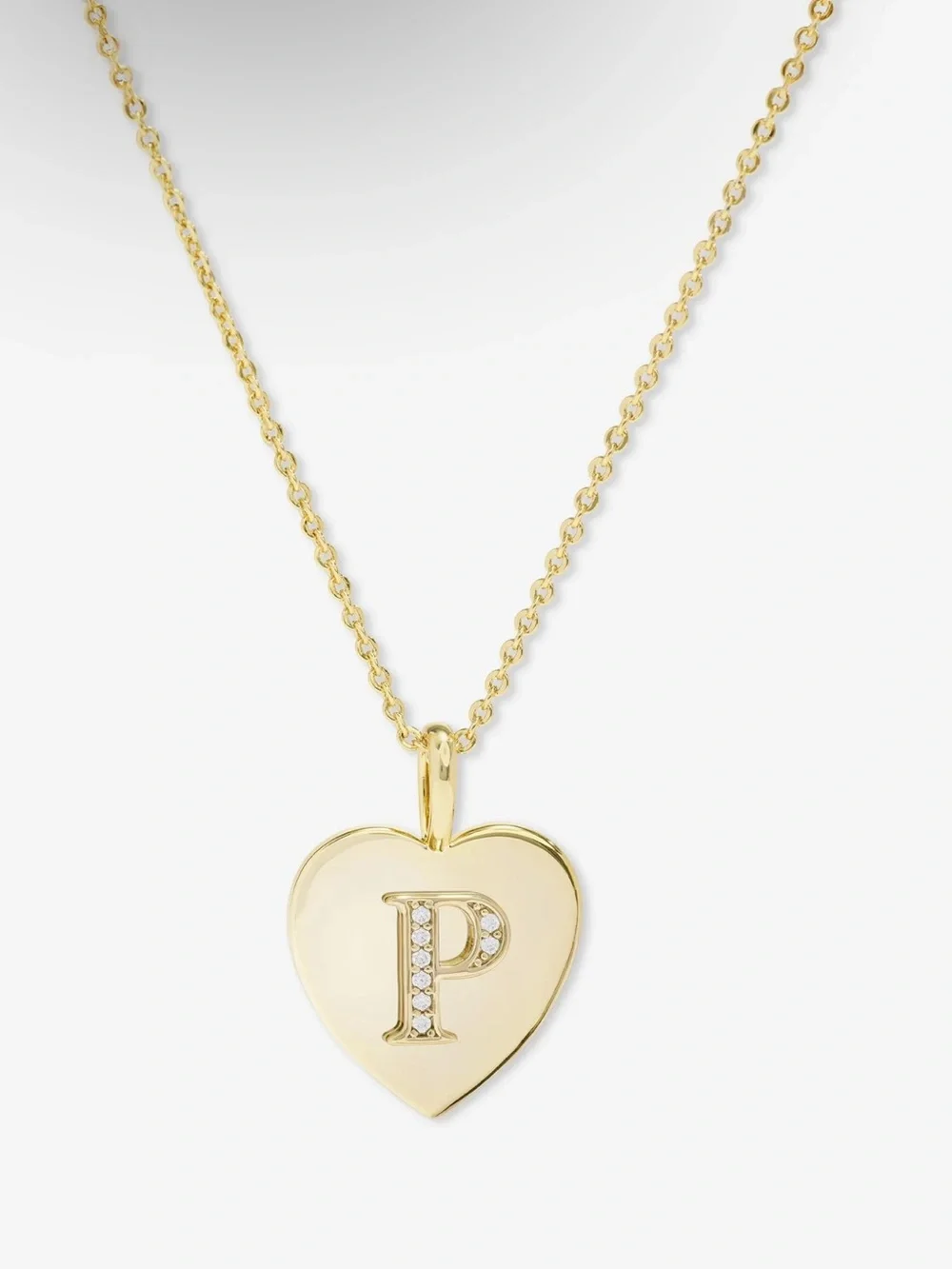 Melinda Maria Gold Heart Initial “P” Pendant Necklace